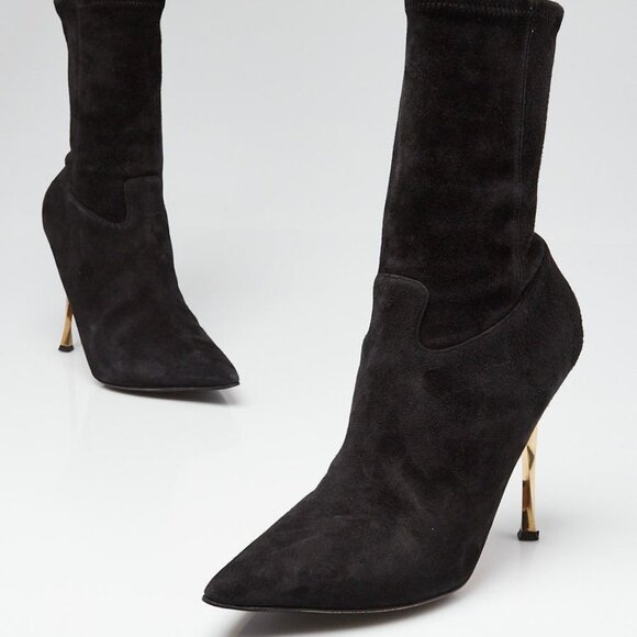 Valentino Black Suede Pointed Toe Ankle Bootie Size 9/39.5 - Picture 1 of 5